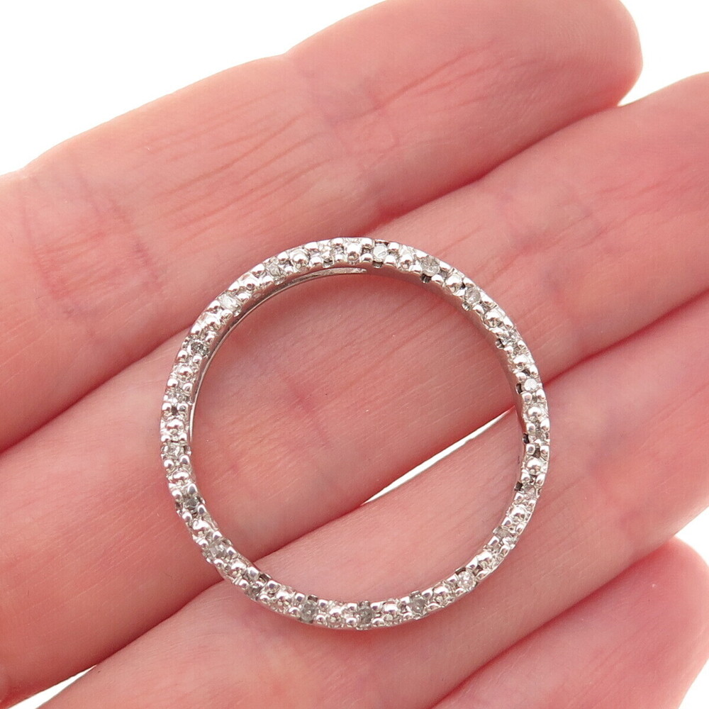 925 Sterling Silver Real Round-Cut Diamond Circle of Life Slide Charm Pendant